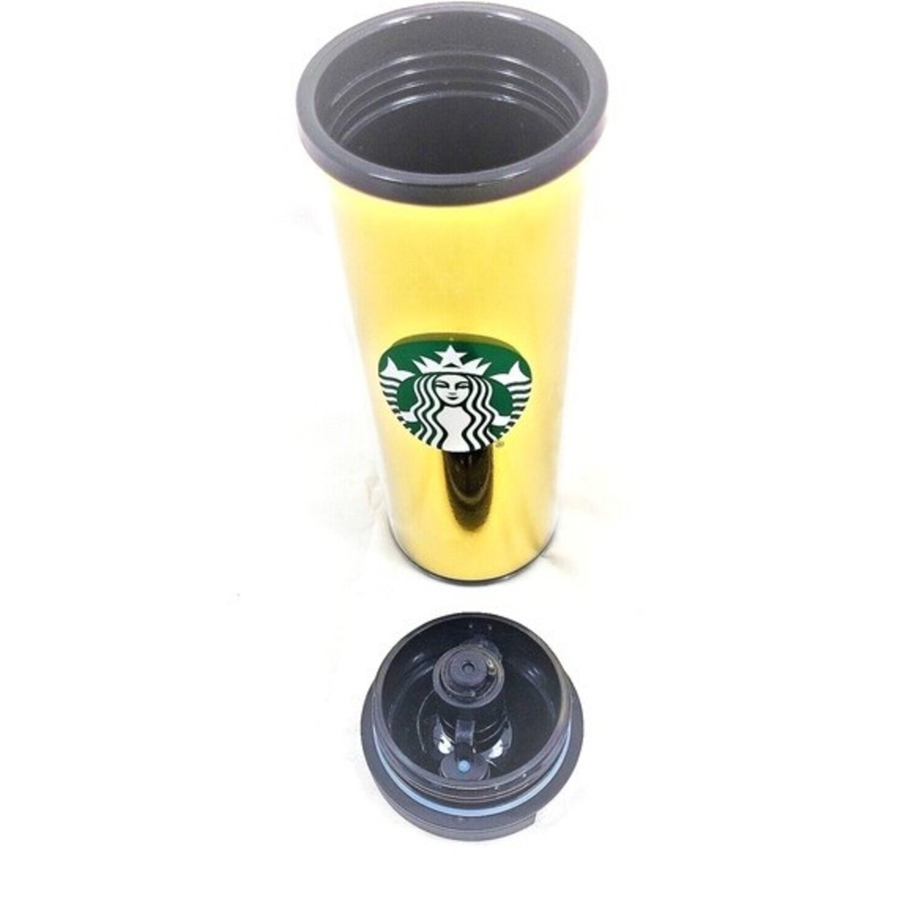 Starbucks Gold Grande Tumbler 2021 Twist Off Lid 8" Safety Slide Gently Used